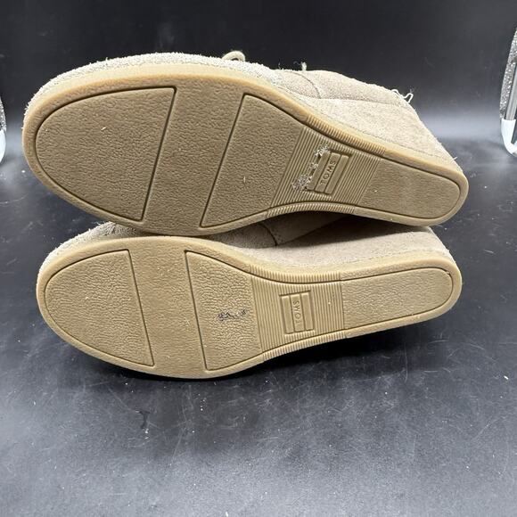 Toms Bootie Womens Size 7 Suede Taupe Wedge Heels Shoes - Picture 7 of 7